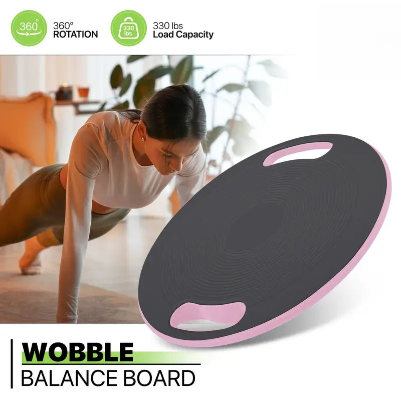 Portable Wobble Balance Board with Non-Slip Surface and Grip Handles – Adjustable